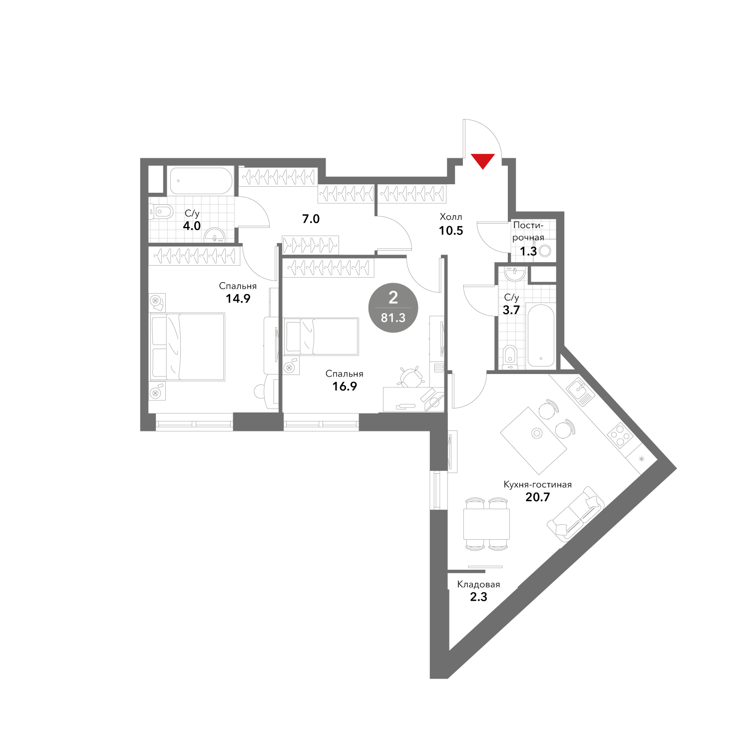 3х-комнатная квартира в ЖК Жилой комплекс бизнес-класса Voxhall