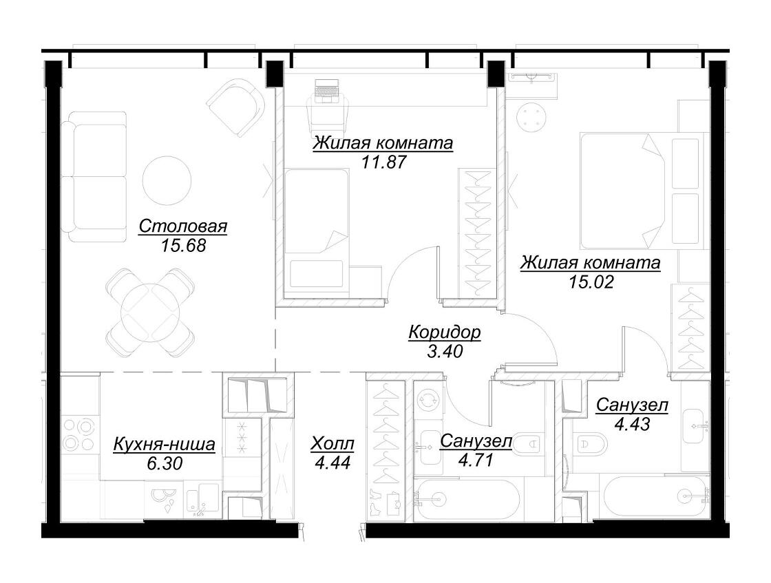 2х-комнатная квартира в ЖК Mod (Мод)