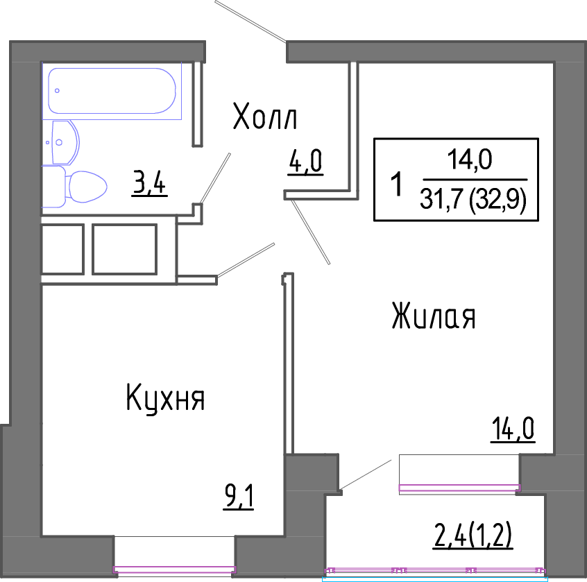 1-комнатная квартира в ЖК Новое Замитино
