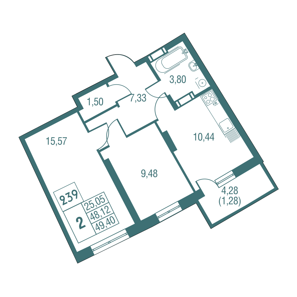 2х-комнатная квартира в ЖК Одинбург