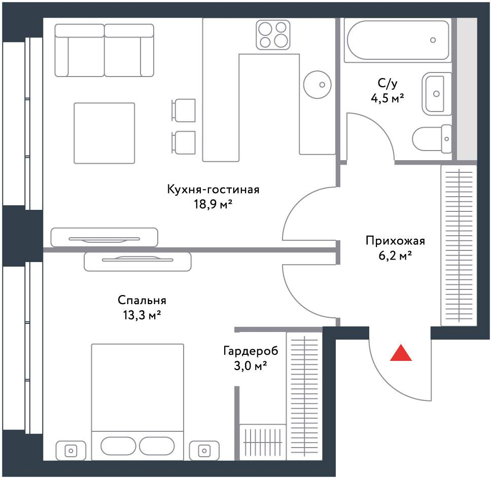 2х-комнатная квартира в ЖК Ривер Парк