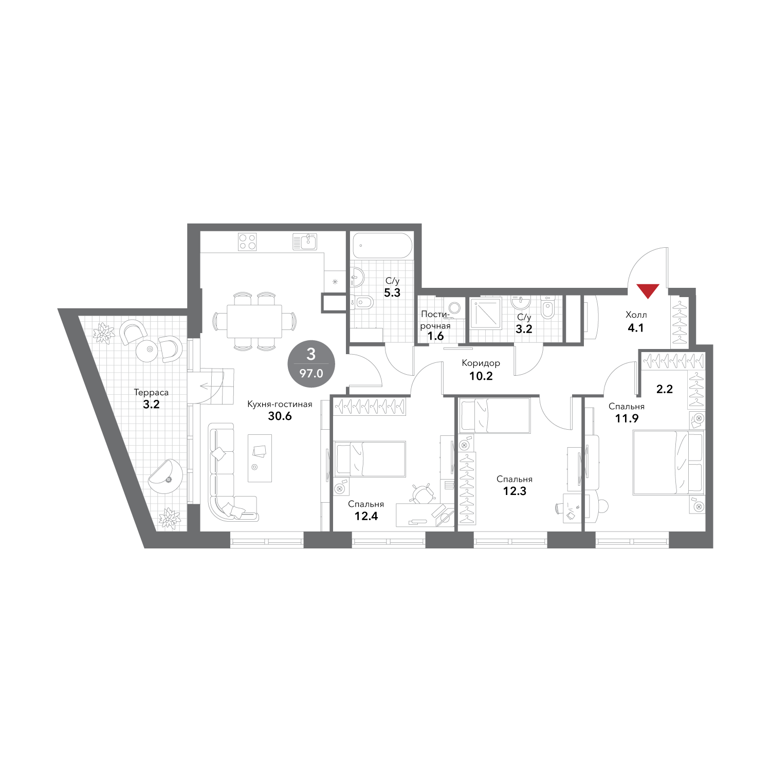 4х-комнатная квартира в ЖК Жилой комплекс бизнес-класса Voxhall