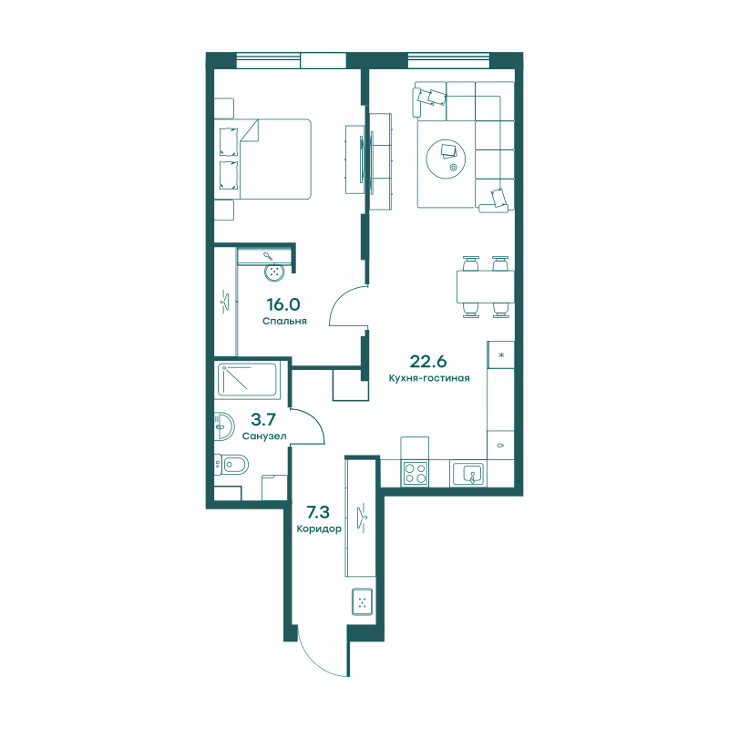 2х-комнатная квартира в ЖК Равновесие
