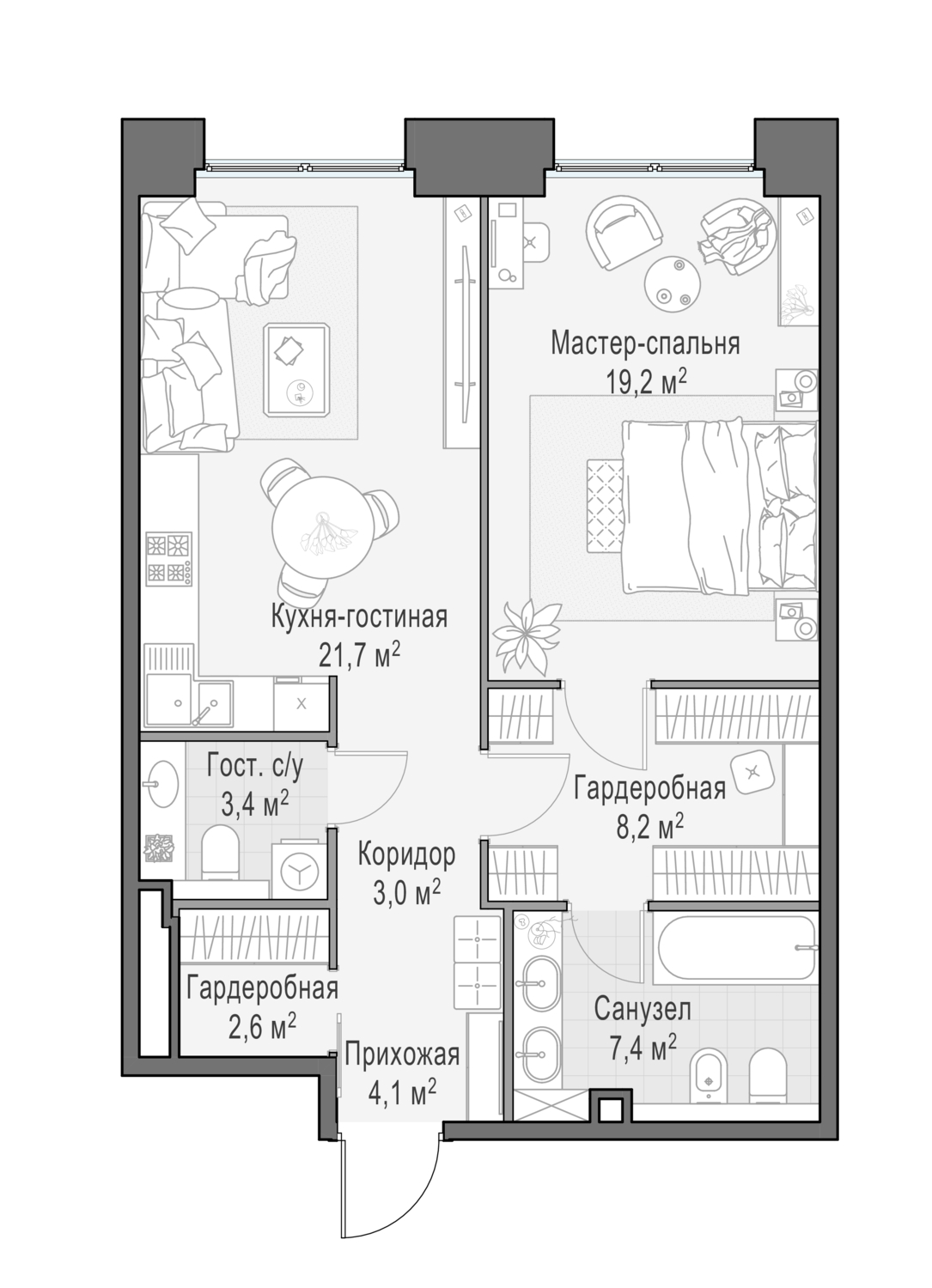 2х-комнатная квартира в ЖК Роскошный квартал Life Time