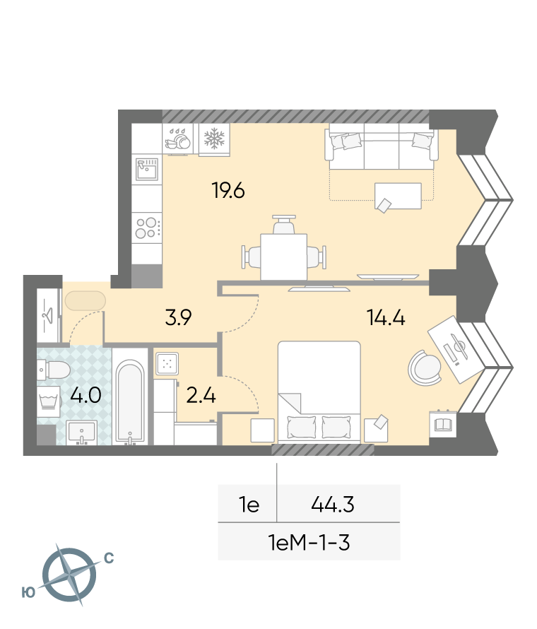 1-комнатная квартира в ЖК Зиларт