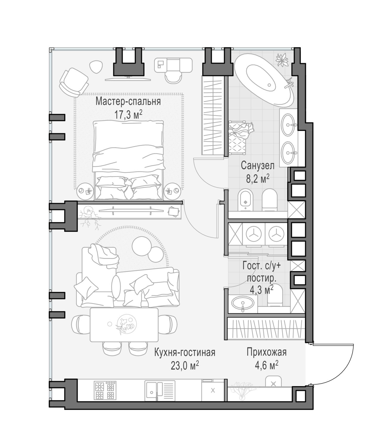 2х-комнатная квартира в ЖК Роскошный квартал Life Time