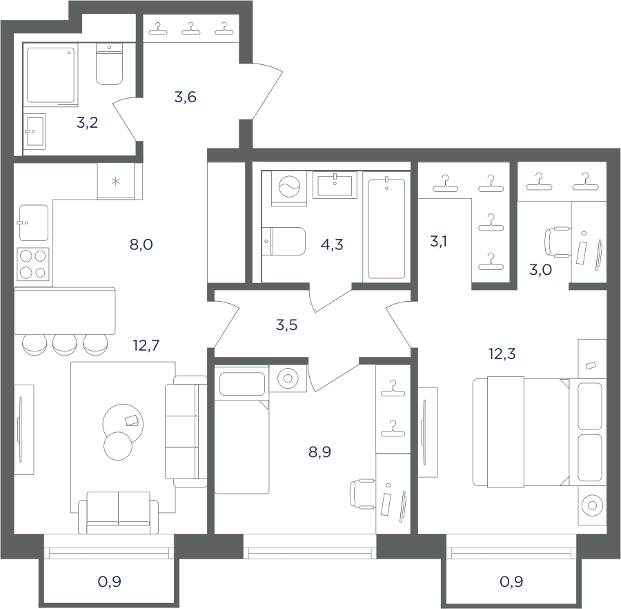 3х-комнатная квартира в ЖК Равновесие
