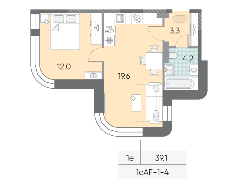 1-комнатная квартира в ЖК Зиларт