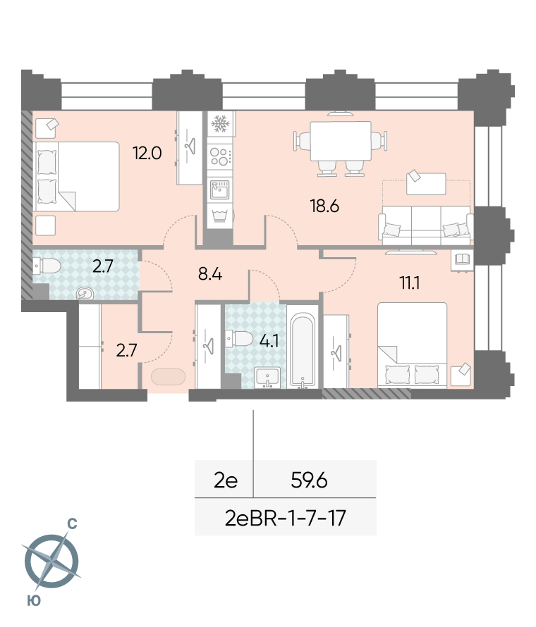 2х-комнатная квартира в ЖК Зиларт 2х-комнатная квартира в ЖК Зиларт