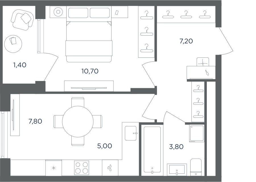 2х-комнатная квартира в ЖК Равновесие