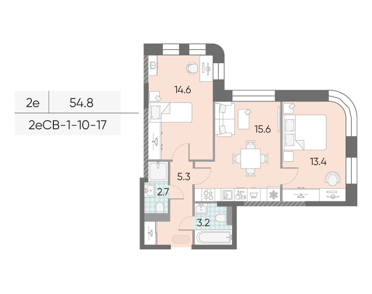 2х-комнатная квартира в ЖК Зиларт