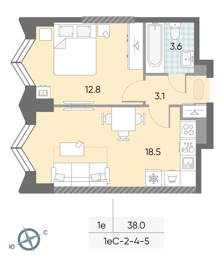 1-комнатная квартира в ЖК Зиларт