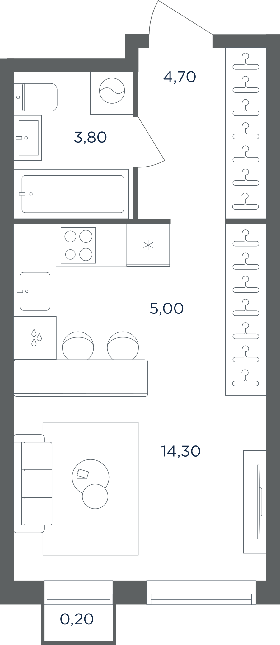 Квартира-студия в ЖК Равновесие