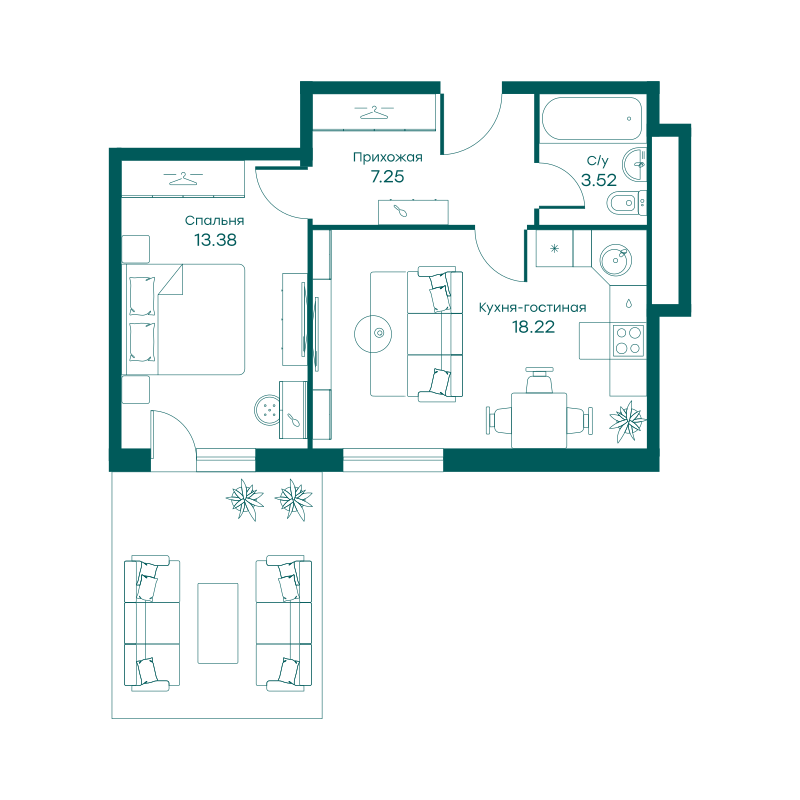 2х-комнатная квартира в ЖК Равновесие