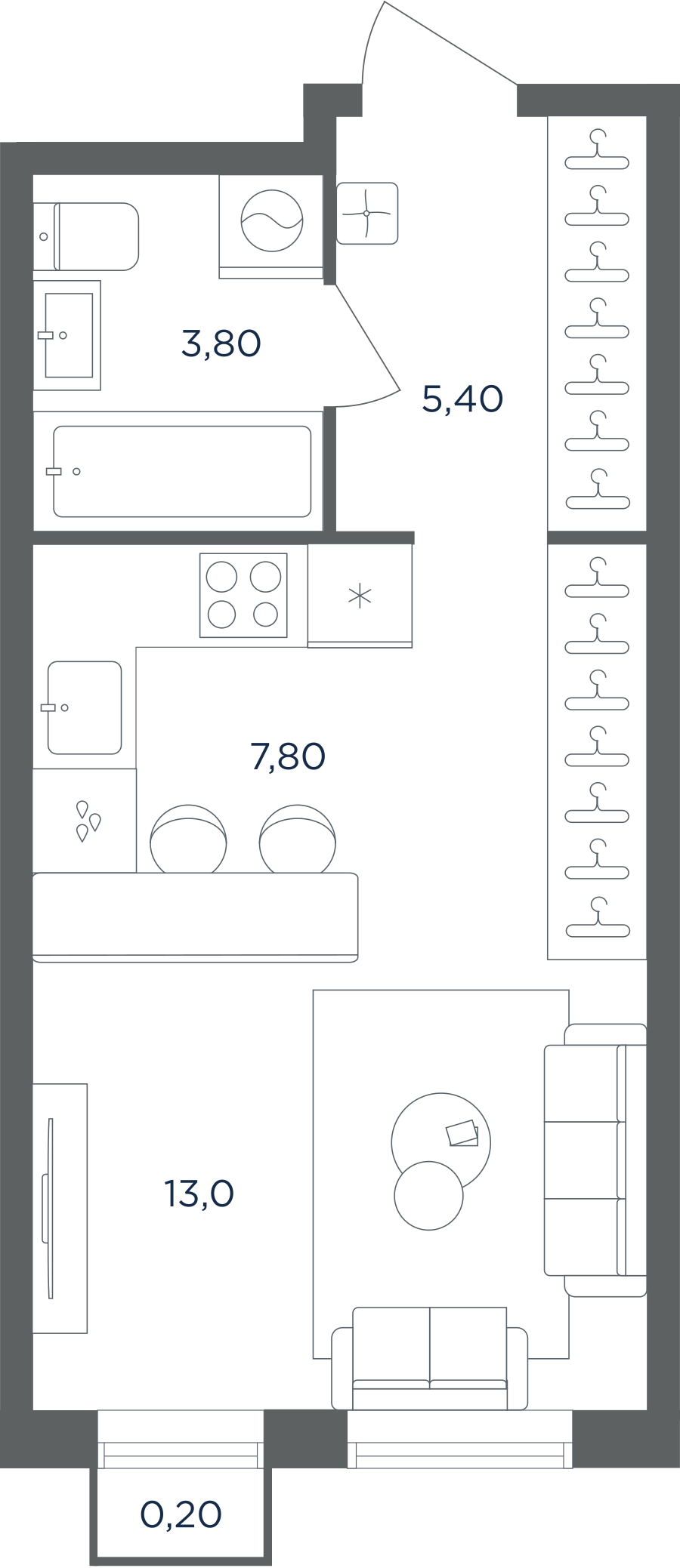 Квартира-студия в ЖК Равновесие