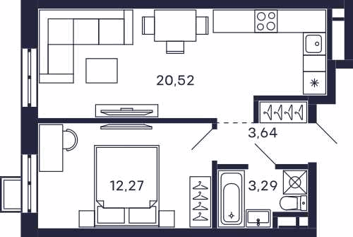 1-комнатная квартира в ЖК Квартал «Тетрис»