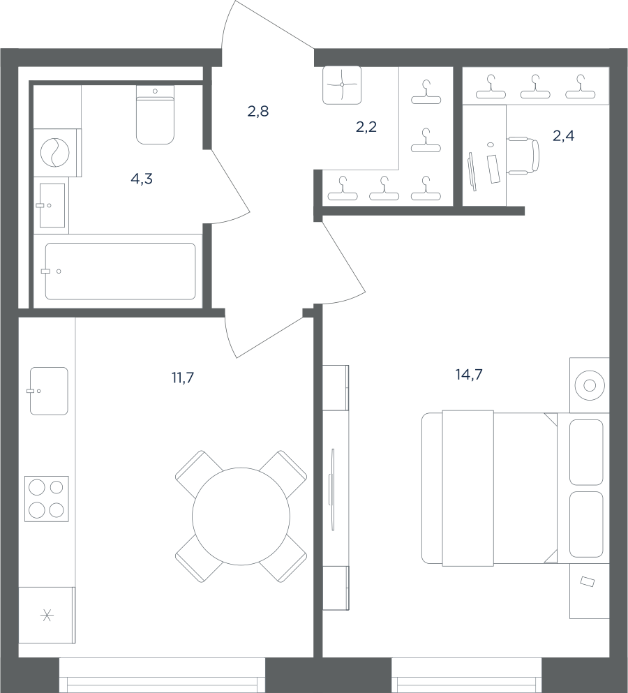 1-комнатная квартира в ЖК Равновесие