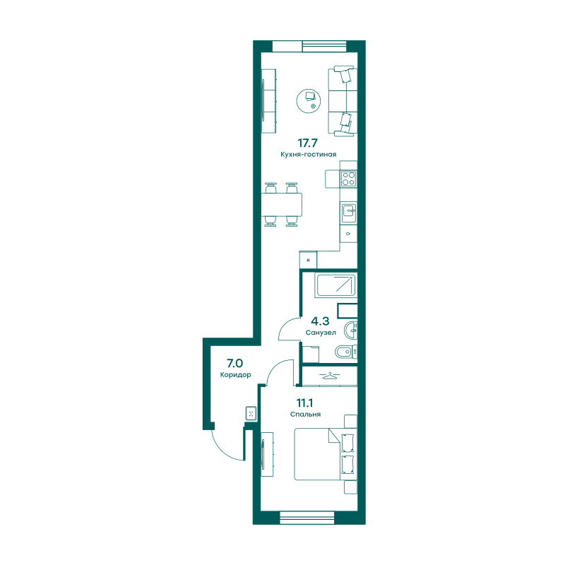 2х-комнатная квартира в ЖК Равновесие