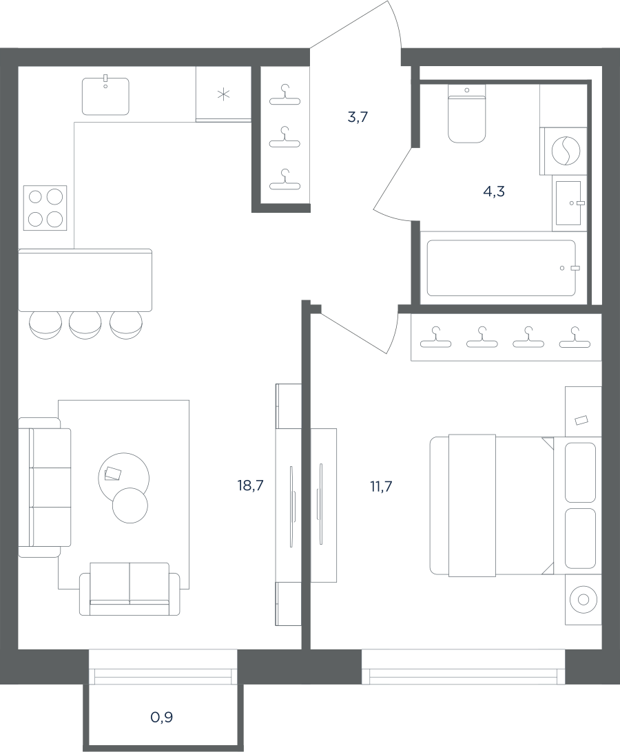 1-комнатная квартира в ЖК Равновесие