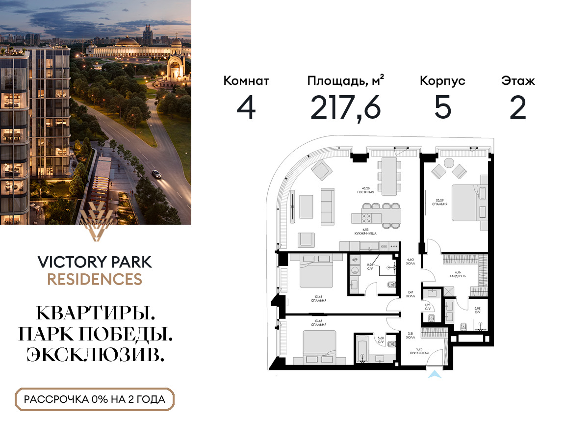 4х-комнатная квартира в ЖК Victory Park Residences (Виктори Парк Резиденсез)