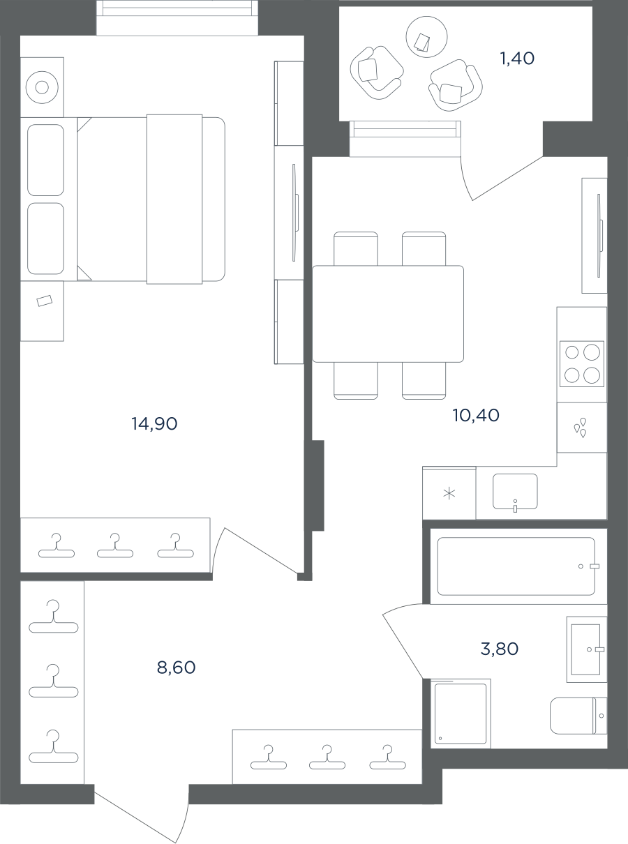 1-комнатная квартира в ЖК Равновесие