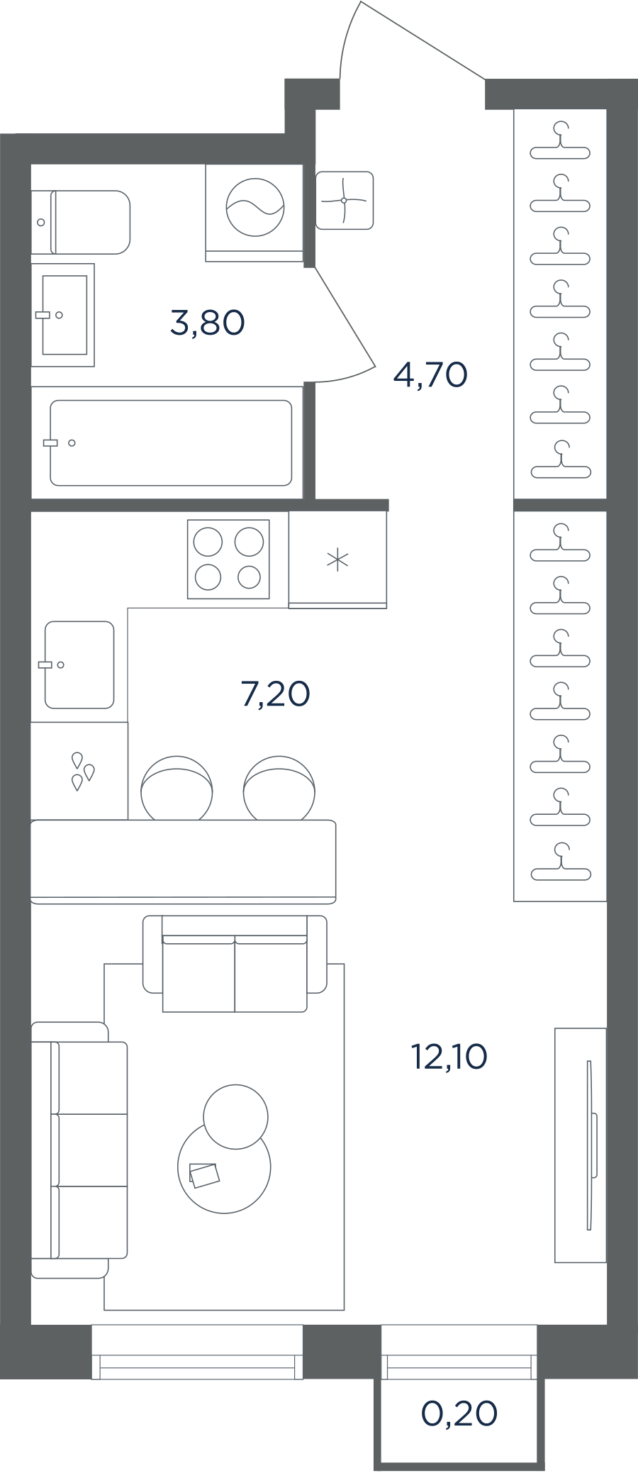 Квартира-студия в ЖК Равновесие