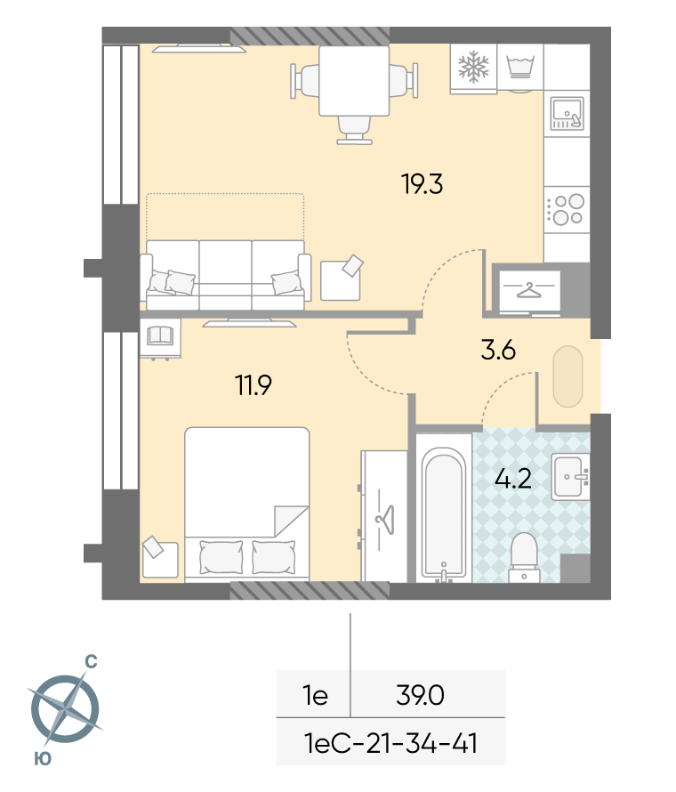 1-комнатная квартира в ЖК Зиларт
