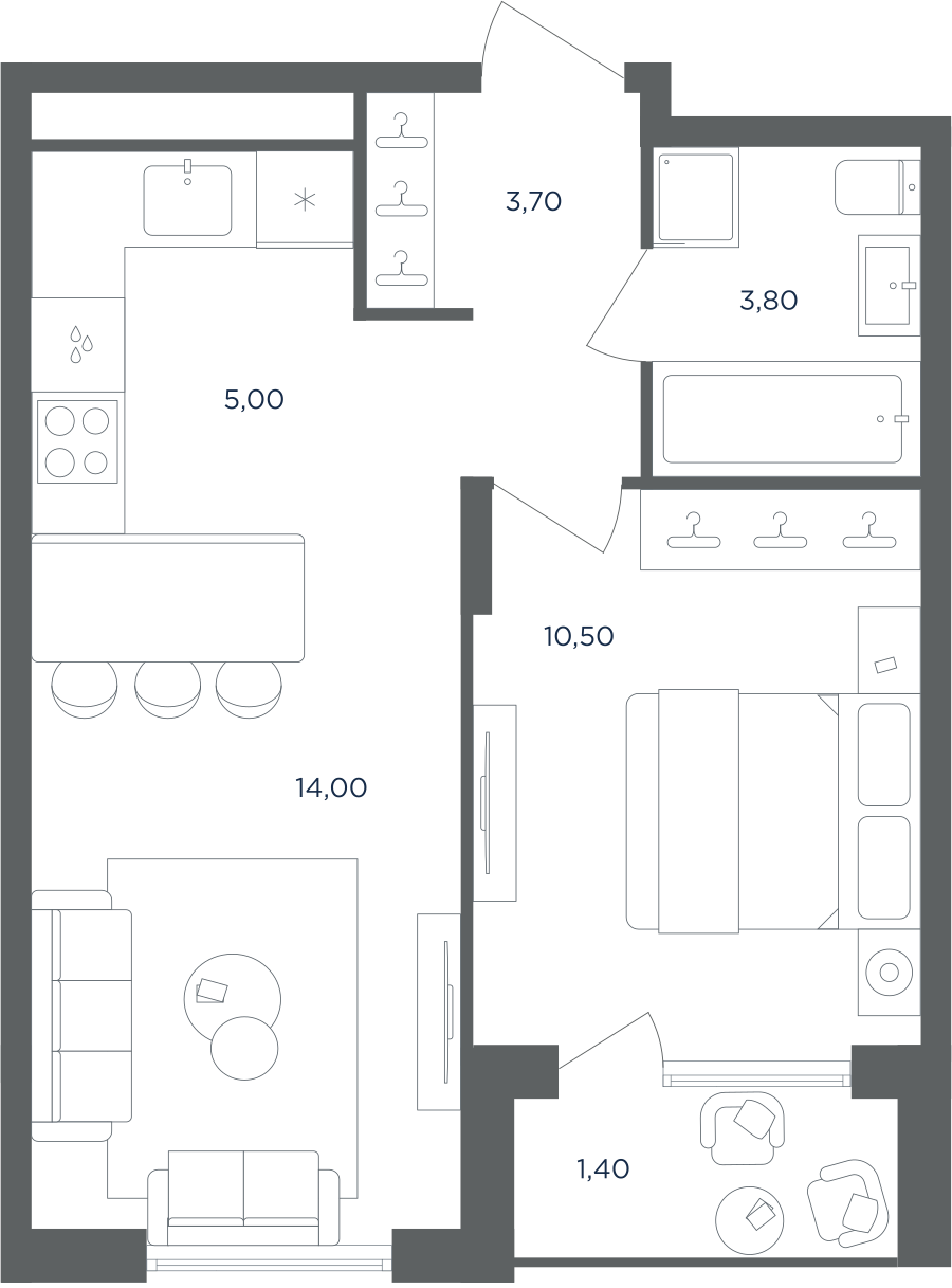 2х-комнатная квартира в ЖК Равновесие