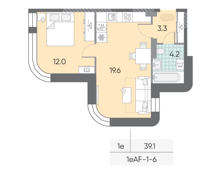 1-комнатная квартира в ЖК Зиларт
