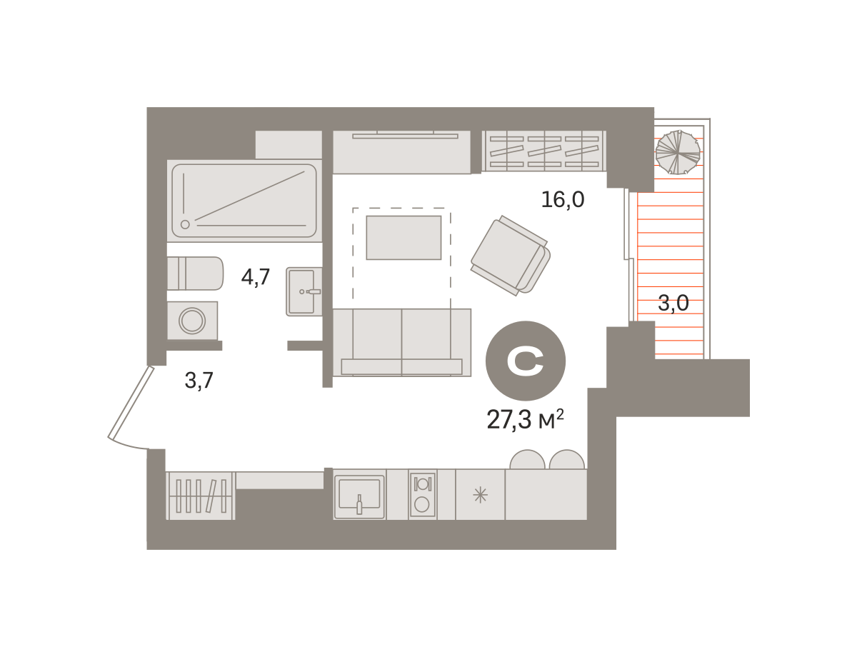 Квартира-студия в ЖК Квартал МОНС