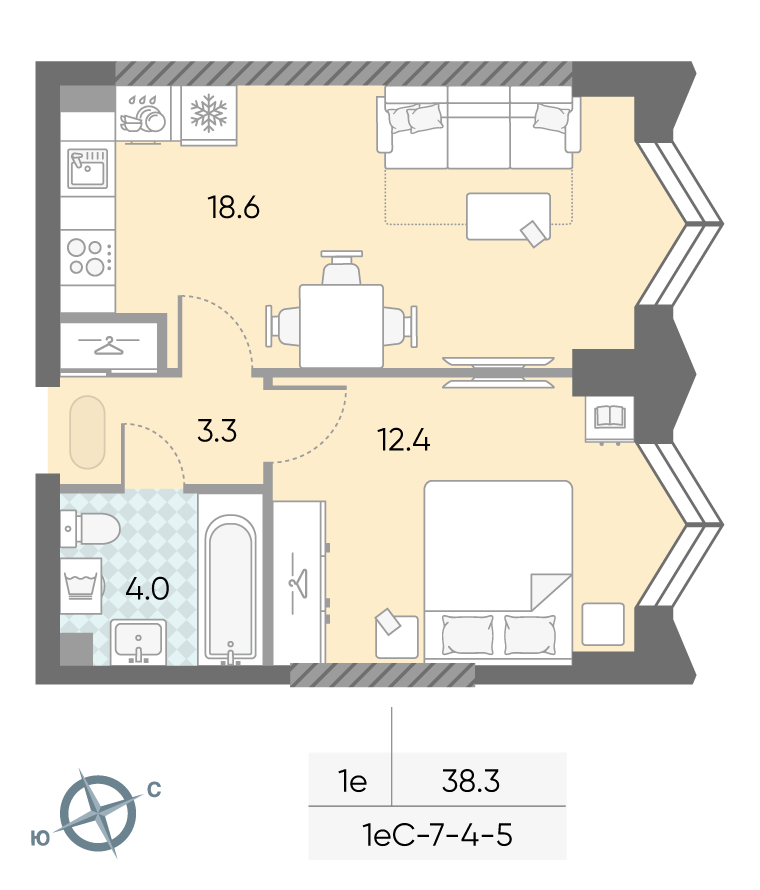 1-комнатная квартира в ЖК Зиларт 1-комнатная квартира в ЖК Зиларт