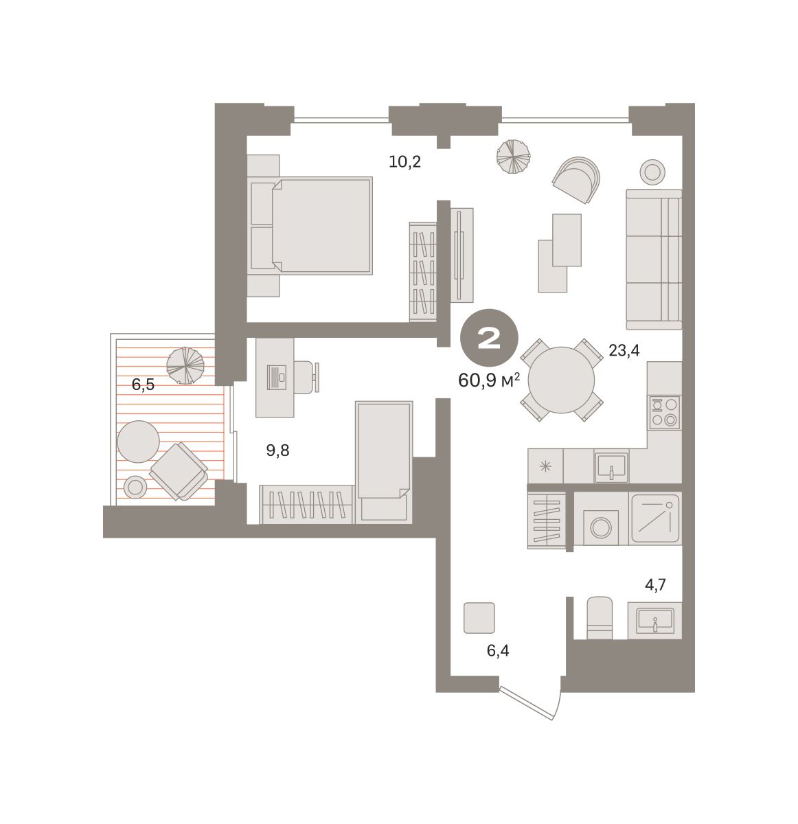 2х-комнатная квартира в ЖК Квартал МОНС