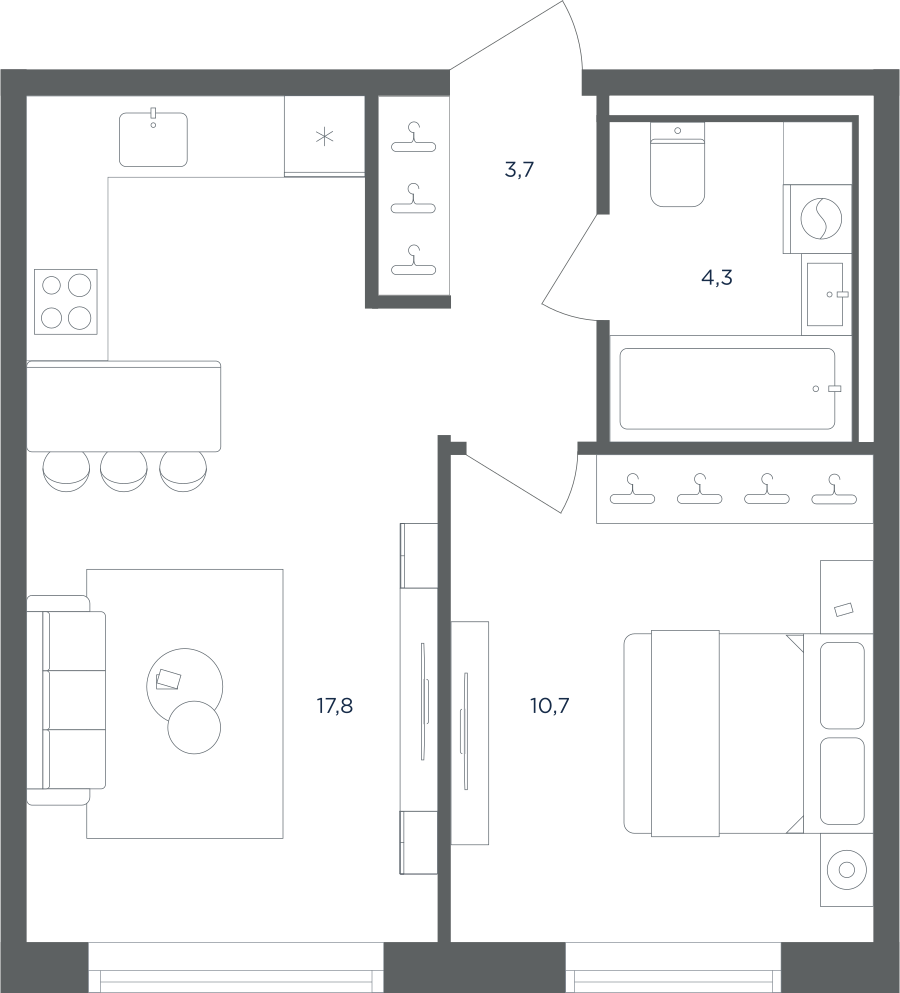 1-комнатная квартира в ЖК Равновесие