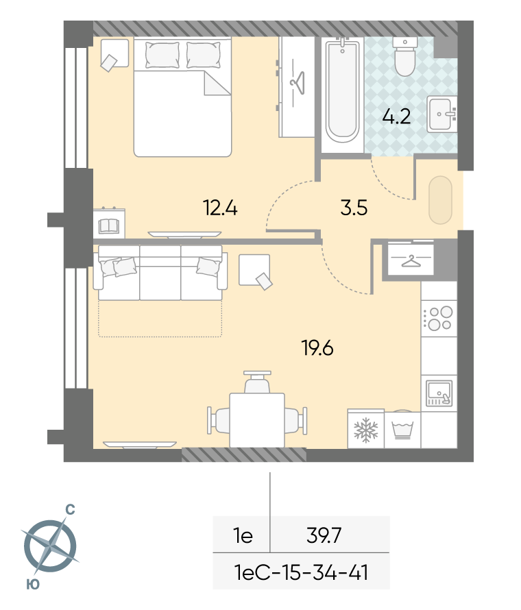 1-комнатная квартира в ЖК Зиларт