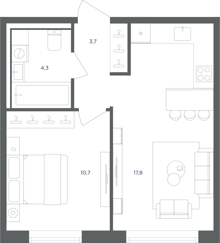 1-комнатная квартира в ЖК Равновесие