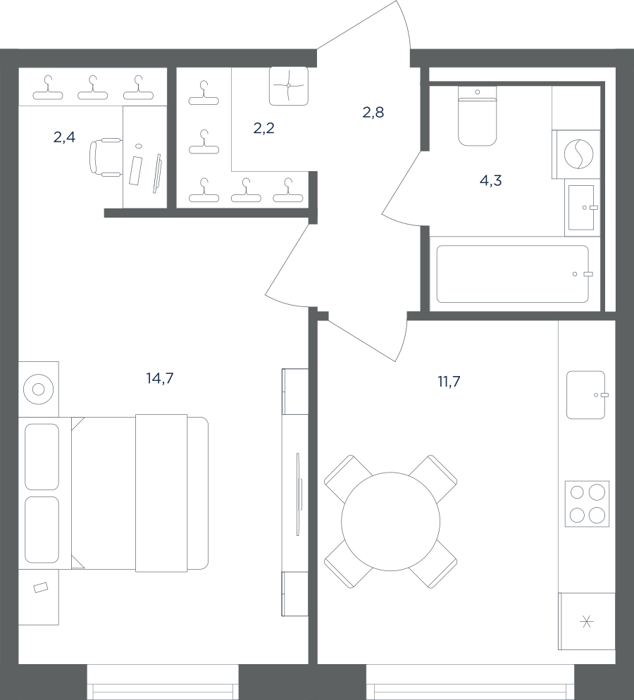 1-комнатная квартира в ЖК Равновесие