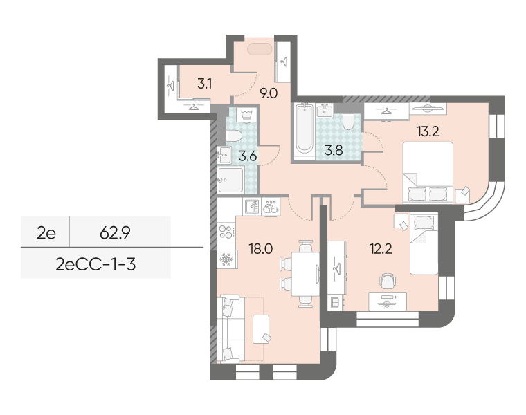 2х-комнатная квартира в ЖК Зиларт