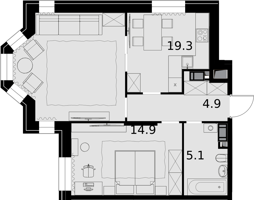2х-комнатная квартира в ЖК Театральный квартал