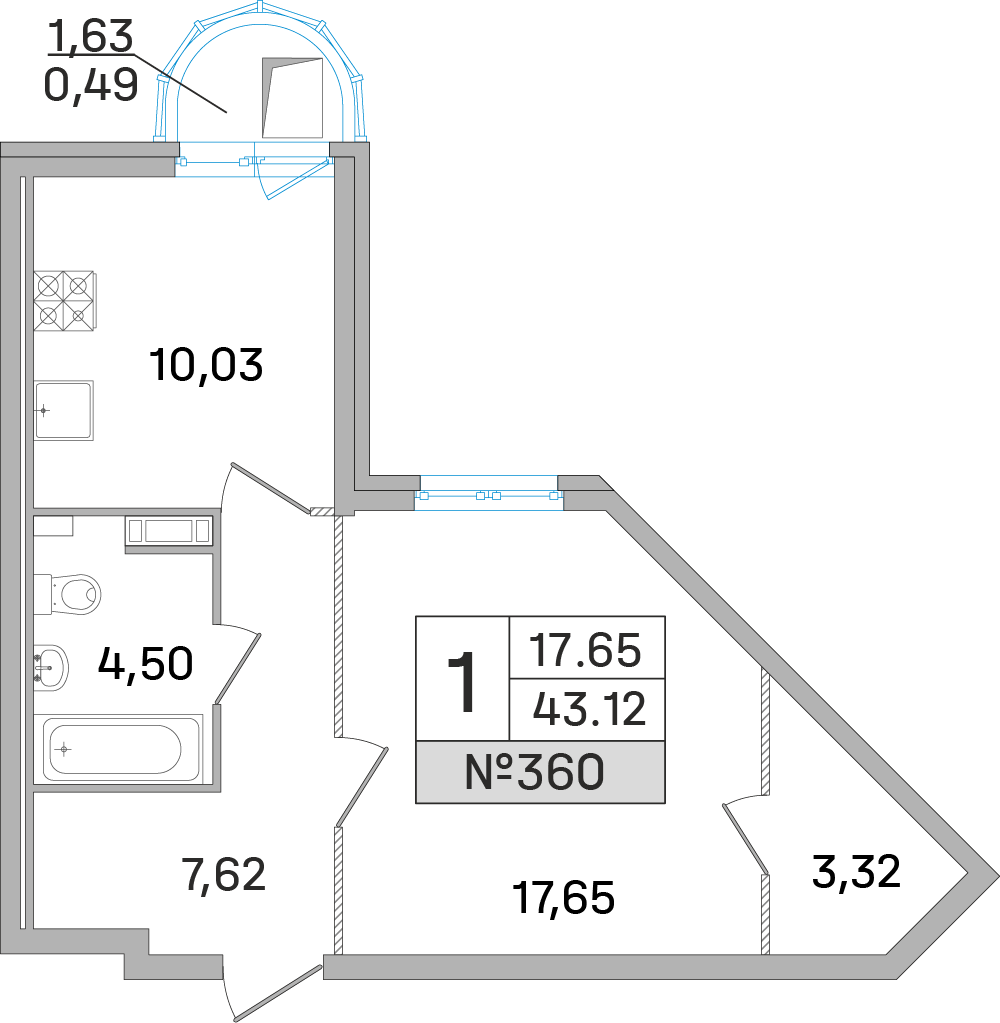 1-комнатная квартира в ЖК Дом‐Мегалит в Королёве