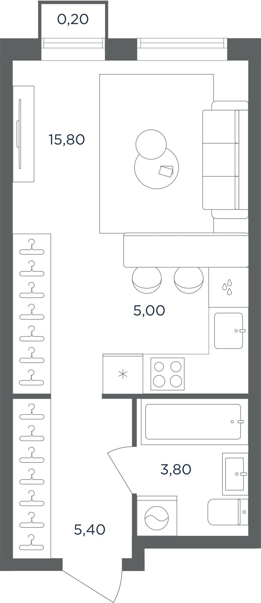 Квартира-студия в ЖК Равновесие