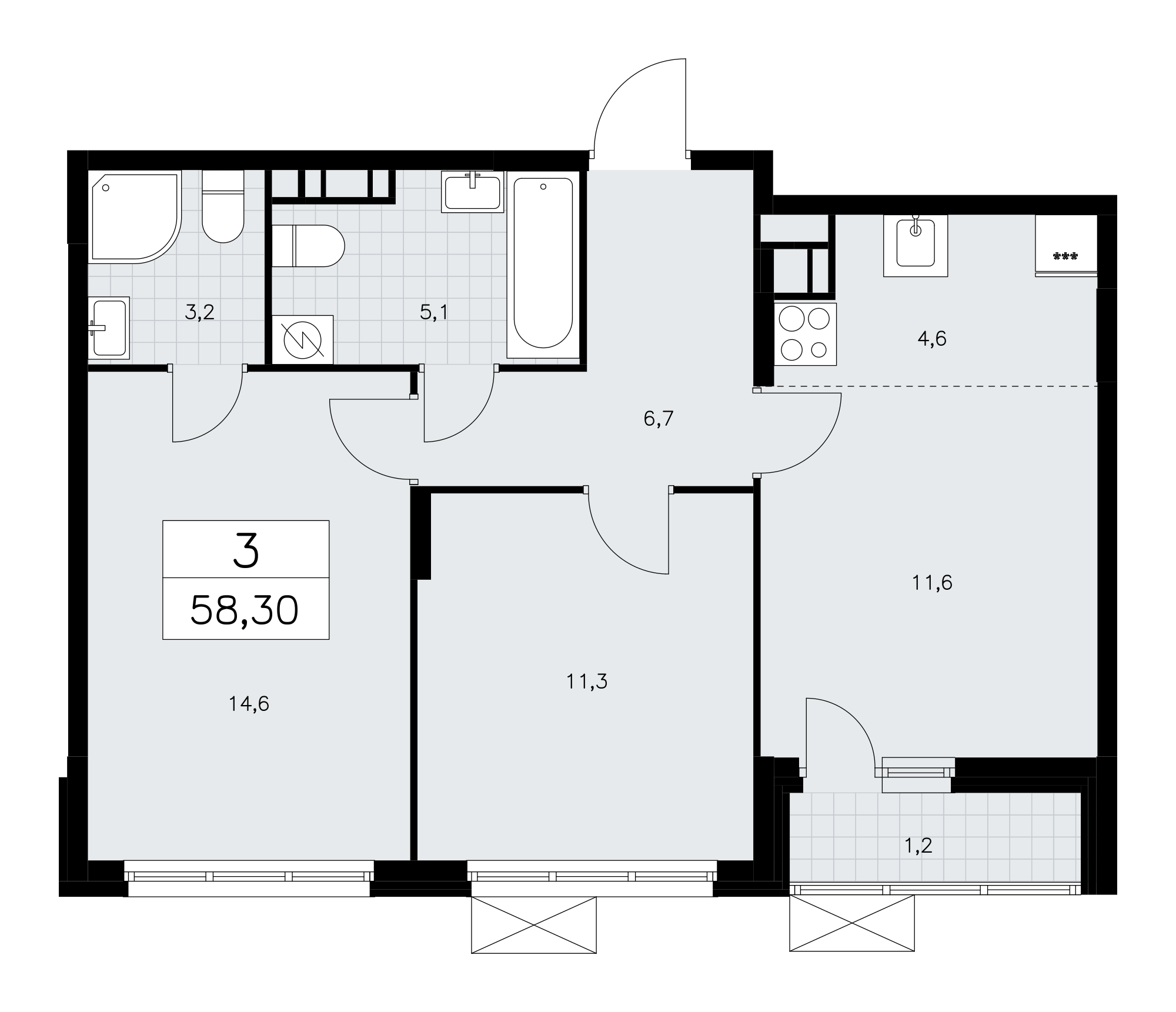 3х-комнатная квартира в ЖК Скандинавия