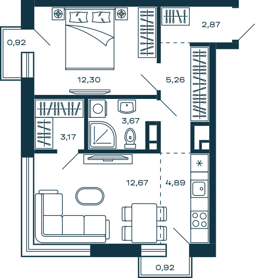 1-комнатная квартира в ЖК М5