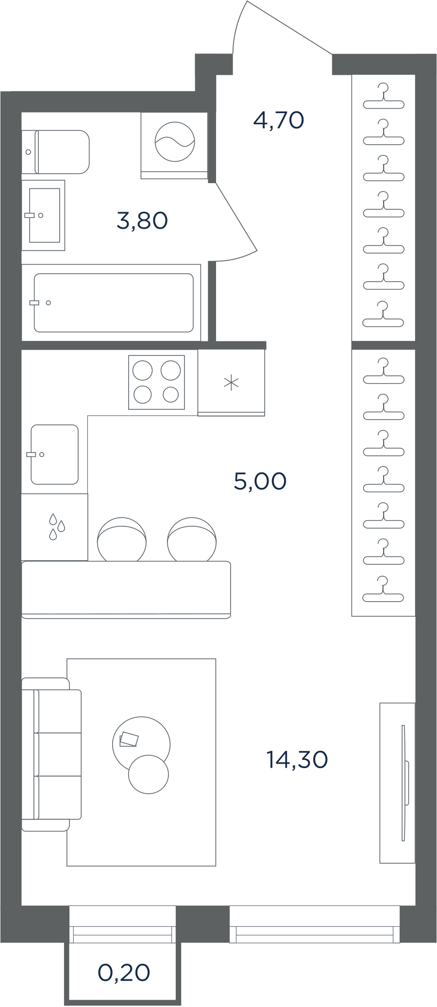 Квартира-студия в ЖК Равновесие