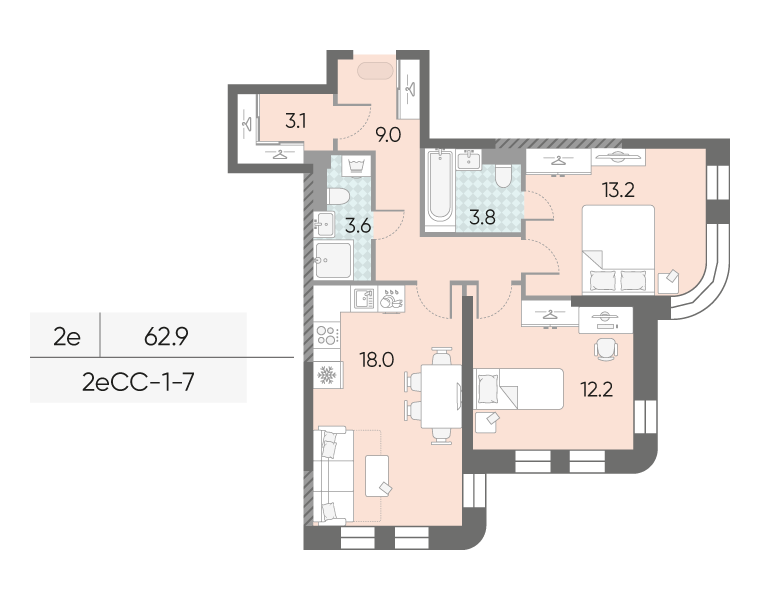 2х-комнатная квартира в ЖК Зиларт