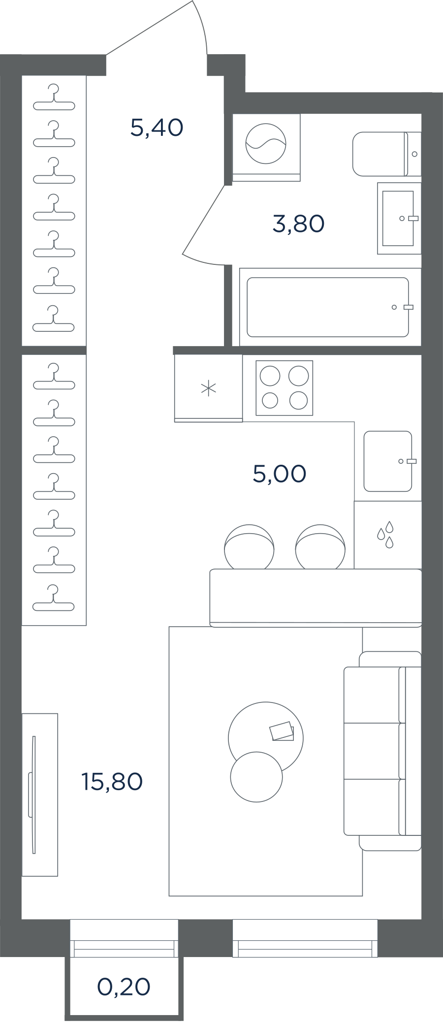 Квартира-студия в ЖК Равновесие