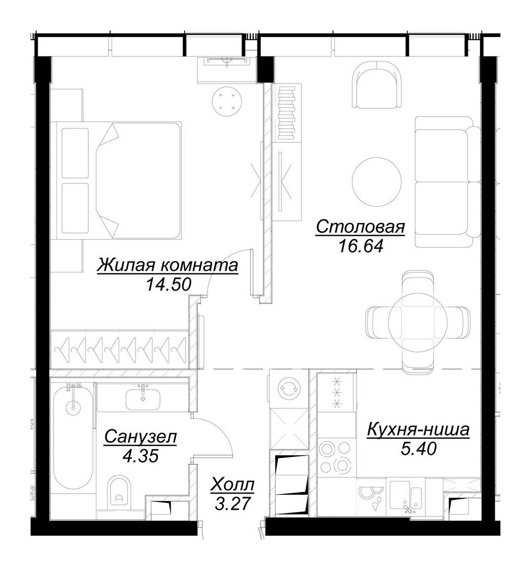 1-комнатная квартира в ЖК Mod (Мод)