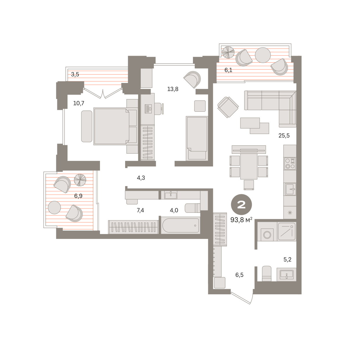 2х-комнатная квартира в ЖК Квартал МОНС