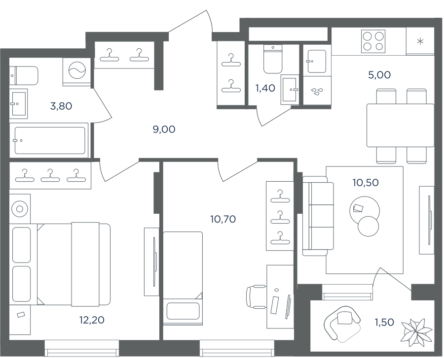 3х-комнатная квартира в ЖК Равновесие
