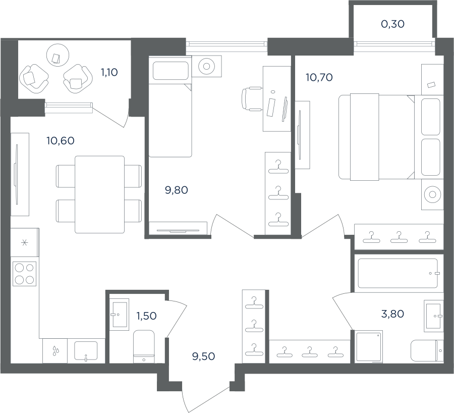 2х-комнатная квартира в ЖК Равновесие