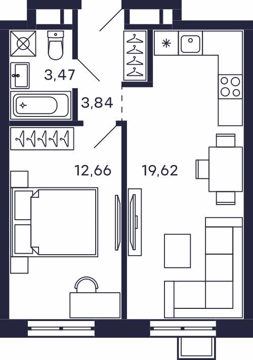 1-комнатная квартира в ЖК Квартал «Тетрис»